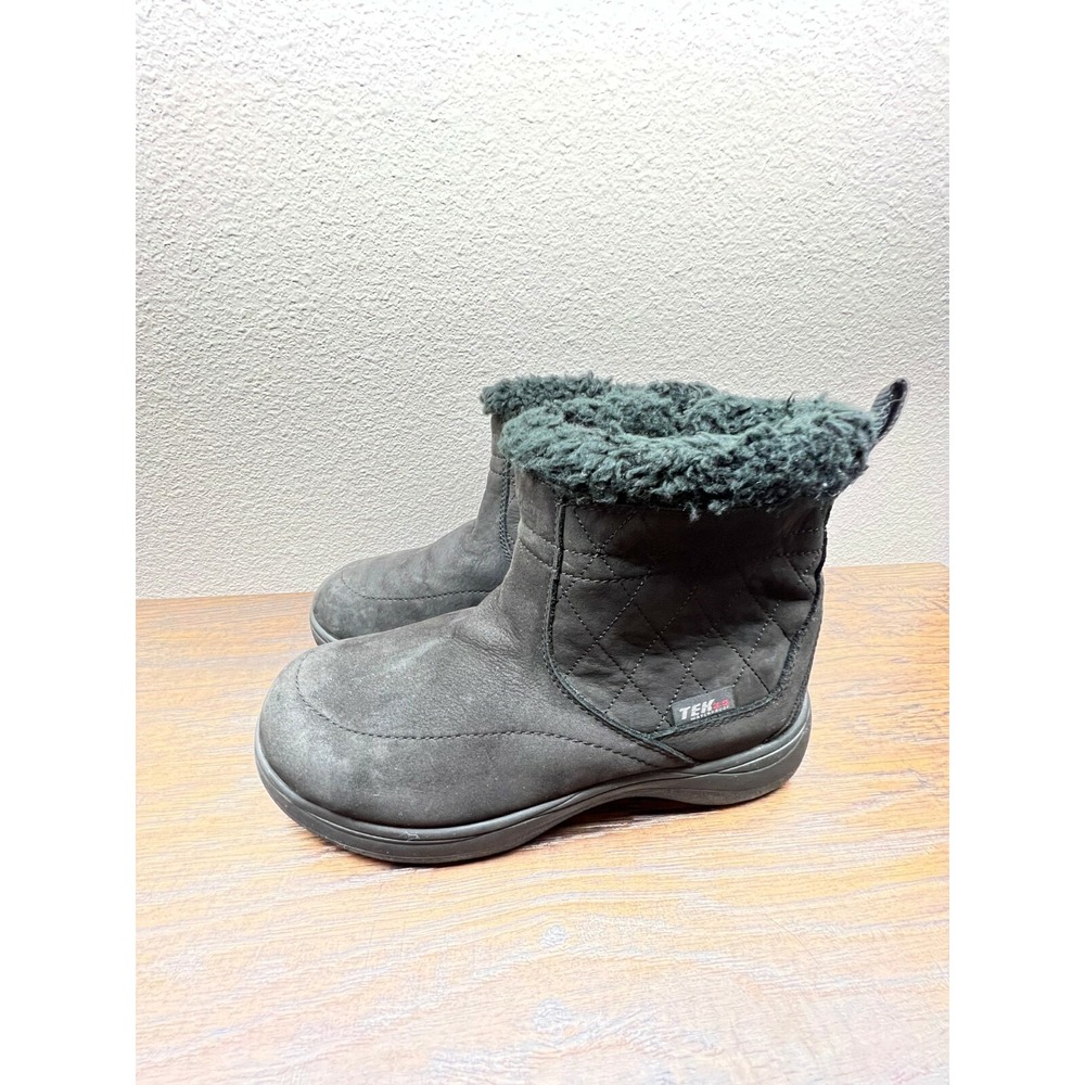 L.L. Bean Womens Boots Size 6Tek 2.5 Waterproof Black Nubuck Leather Sherpa Zip - Picture 5 of 10